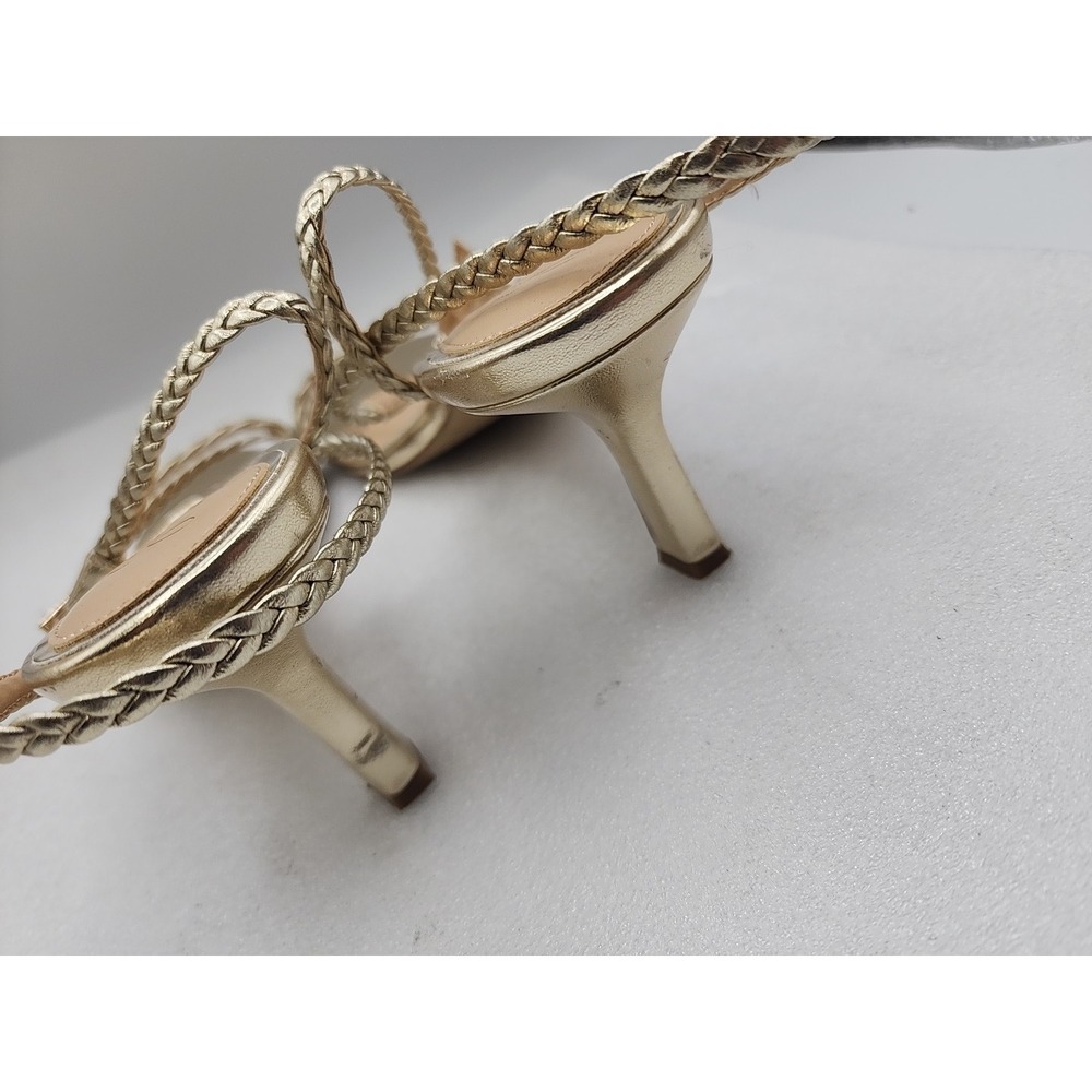 Jewel BADGLEY MISCHKA Ankle Wrap Strap Light Gold Low Heels Size 8.5 - Picture 6 of 8